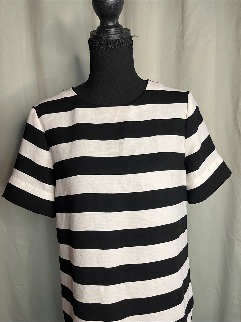 Banana Republic Rugby Stripe Black & White Horizontal Stripe Short Sleeve Blouse